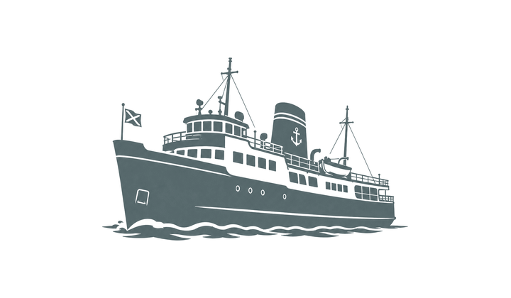 Silhouette of a Clyde ferry under way