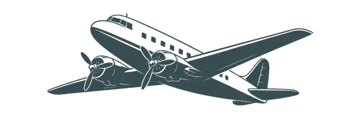 Silhouette of a vintage propeller airliner