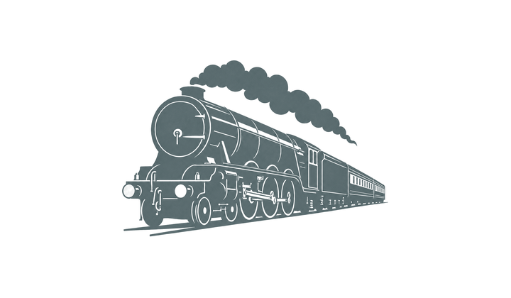 Silhouette of a steam express locomotive